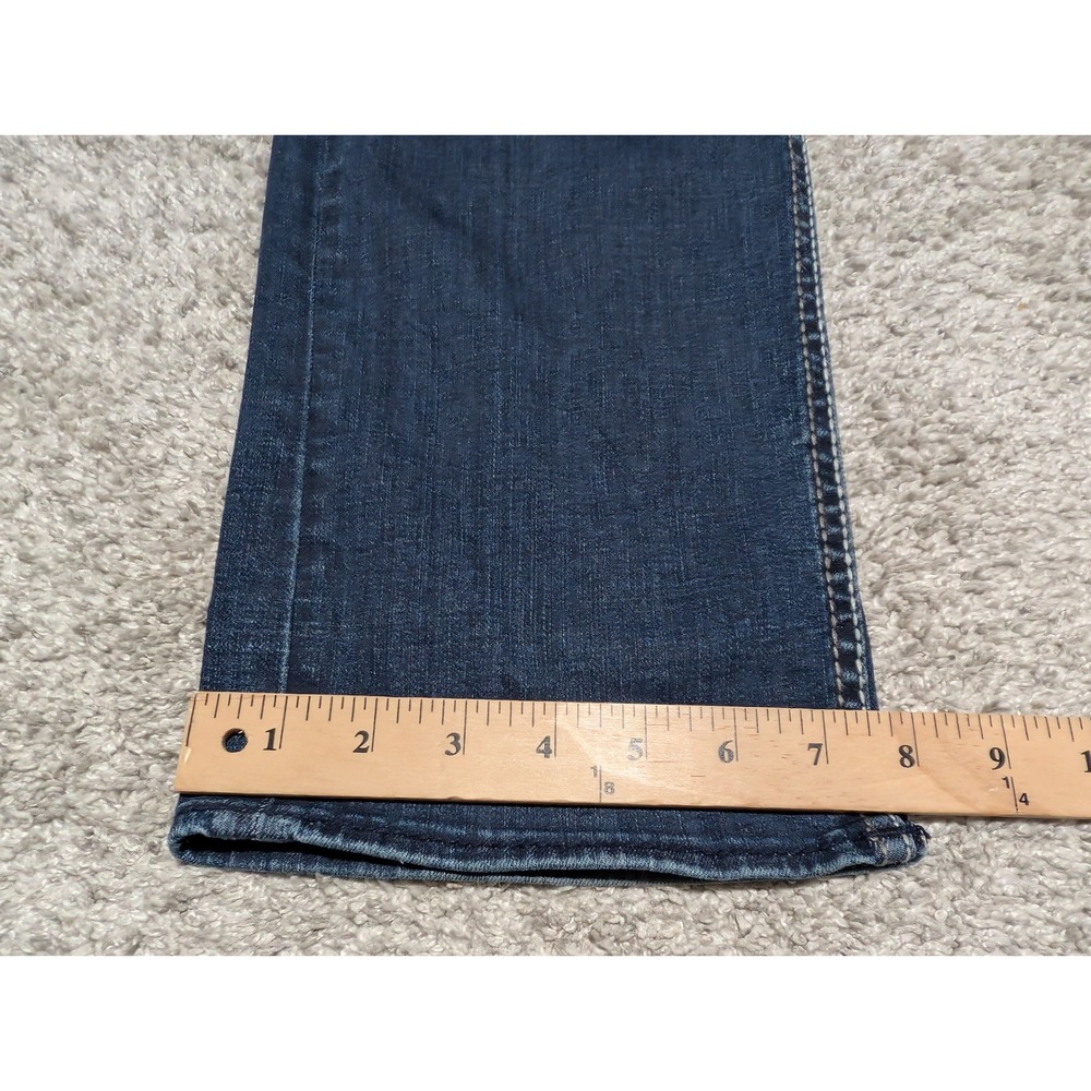 BKE Jeans Mens 32L Blue Jake Straight Leg Stretch Dark Wash Embroidered Casual - Picture 2 of 9